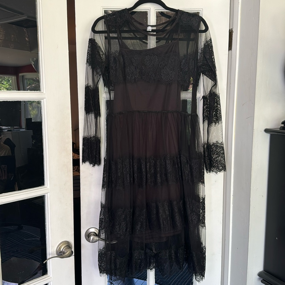 HJW brand, slip dress either lace overlay
